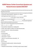 HURST Review Cardiac Course Exam Questions and Revised Answers &vert; HURST Review &vert; 2026&sol;2027 &vert; Comprehensive Cardiac Nursing Study Guide