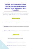 New York State Notary Public License Exam &vert; Actual Questions with Verified Solution &vert; Latest Update 2026 &ndash; 2027 &lpar;Graded A&plus;&rpar;&NewLine; 