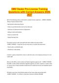 DMV Dealer Pre-License Training Questions with Correct Answers 2026-2027&period;