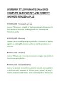 LOUISIANA TITLE INSURANCE EXAM 2026&NewLine;COMPLETE QUESTION SET AND CORRECT&NewLine;ANSWERS GRADED A PLUS