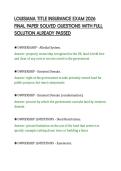LOUISIANA TITLE INSURANCE EXAM 2026&NewLine;FINAL PAPER SOLVED QUESTIONS WITH FULL&NewLine;SOLUTION ALREADY PASSED