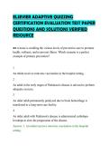 ELSEVIER ADAPTIVE QUIZZING&NewLine;CERTIFICATION EVALUATION TEST PAPER&NewLine;QUESTIONS AND SOLUTIONS VERIFIED&NewLine;RESOURCE
