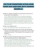 LPN TO RN TRANSITIONS ACTUAL EXAM&NewLine;PAPER 2026 QUESTIONS WITH ANSWERS&NewLine;GRADED A&plus;