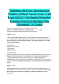 Psychology 101 Exam 1 Introduction to Psychology Official Practice Exam Actual Exam 2026&sol;2027 with Detailed Rationales &vert; Complete Exam-Style Questions &vert; Pass Guaranteed &ndash; A&plus; Graded&NewLine;&NewLine;