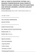 HESI A2 &lpar;HEALTH EDUCATION SYSTEMS&comma; INC&period;&rpar;&NewLine;READING COMPREHENSION EXAM COMPLETE&NewLine;PRACTICE EXAM &vert; ORIGINAL PRACTICE QUESTIONS&NewLine;AND DETAILED ANSWERS &vert; UPDATED 2026&sol;2027&NewLine;STUDY GUIDE