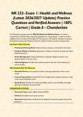 NR 222- Exam 1&colon; Health and Wellness Bundle &lpar;Latest 2026&sol;2027 Update&rpar; Practice Questions and Verified Answers &vert; 100&percnt; Correct &vert; Grade A - Chamberlain
