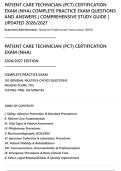 PATIENT CARE TECHNICIAN &lpar;PCT&rpar; CERTIFICATION&NewLine;EXAM &lpar;NHA&rpar; COMPLETE PRACTICE EXAM QUESTIONS&NewLine;AND ANSWERS &vert; COMPREHENSIVE STUDY GUIDE &vert;&NewLine;UPDATED 2026&sol;2027