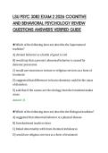 LSU PSYC 3082 EXAM 2 2026 COGNITIVE&NewLine;AND BEHAVIORAL PSYCHOLOGY REVIEW&NewLine;QUESTIONS ANSWERS VERIFIED GUIDE