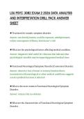 LSU PSYC 3082 EXAM 2 2026 DATA ANALYSIS&NewLine;AND INTERPRETATION DRILL PACK ANSWER&NewLine;SHEET