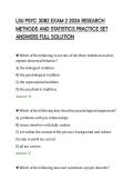 LSU PSYC 3082 EXAM 2 2026 RESEARCH&NewLine;METHODS AND STATISTICS PRACTICE SET&NewLine;ANSWERS FULL SOLUTION