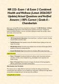  NR 222- Exam 1 & Exam 2 Combined BUNDLE&colon; Health and Wellness &lpar;Latest 2026&sol;2027 Update&rpar; Actual Questions and Verified Answers &vert; 100&percnt; Correct &vert; Grade A - Chamberlain