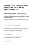 LSUS MBA 701 EXAM 7 HIGH-YIELD PRICING&NewLine;STRATEGY&comma; GAME THEORY&comma; AND FIRM&NewLine;BEHAVIOR SUMMARY 2026