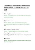 LSUS MBA 703 FINAL EXAM COMPREHENSIVE&NewLine;MANAGERIAL ACCOUNTING STUDY GUIDE&NewLine;2026