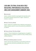 LSUS MBA 703 FINAL EXAM HIGH-YIELD&NewLine;BUDGETING&comma; PERFORMANCE EVALUATION&comma;&NewLine;AND COST MANAGEMENT SUMMARY 2026