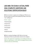 LSUS MBA 704 EXAM 4 ACTUAL PAPER&NewLine;2026 COMPLETE QUESTIONS AND&NewLine;SOLUTIONS CERTIFICATION READY