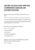 LSUS MBA 704 EXAM 4 FINAL PAPER 2026&NewLine;COMPREHENSIVE QUESTIONS AND&NewLine;ACCURATE SOLUTIONS