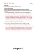 BIO202 Lab 17 Nutrition Converted 2025&sol; 2026 100&percnt; Verified with Correct Questions and Answers PDF Download