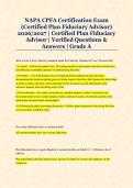 NAPA CPFA Certification Exam &NewLine;&lpar;Certified Plan Fiduciary Advisor&rpar; &NewLine;2026&sol;2027 &vert; Certified Plan Fiduciary &NewLine;Advisor &vert; Verified Questions & &NewLine;Answers &vert; Grade A 