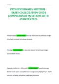 PATHOPHYSIOLOGY MIDTERM -&NewLine;JERSEY COLLEGE STUDY GUIDE&NewLine;&vert;COMPREHENSIV QUESTIONS WITH&NewLine;ANSWERS 2026