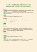 ALU 201 - Ch 5 Disorders of the Nervous System&NewLine;Questions with CORRECT Answers &lpar;Grade A&plus;&rpar;