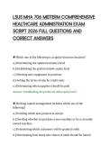 LSUS MHA 706 MIDTERM COMPREHENSIVE&NewLine;HEALTHCARE ADMINISTRATION EXAM&NewLine;SCRIPT 2026 FULL QUESTIONS AND&NewLine;CORRECT ANSWERS