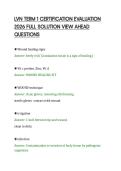 LVN TERM 1 CERTIFICATION EVALUATION&NewLine;2026 FULL SOLUTION VIEW AHEAD&NewLine;QUESTIONS