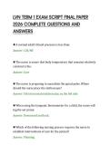 LVN TERM 1 EXAM SCRIPT FINAL PAPER&NewLine;2026 COMPLETE QUESTIONS AND&NewLine;ANSWERS