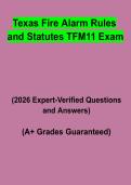 Texas Fire Alarm Rules and Statutes TFM11 Exam &vert; Questions & Answers&comma; Comprehensive Study Guide&comma; Practice Test & Revision Notes &vert; Latest 2026 PDF
