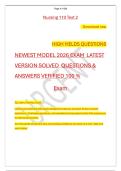 Nursing 110 Test 2   &NewLine;   Download now  &NewLine;   &NewLine;HIGH YIELDS QUESTIONS  &NewLine;NEWEST MODEL 2026 EXAM  LATEST &NewLine;VERSION SOLVED  QUESTIONS & &NewLine;ANSWERS VERIFIED 100 &percnt; &NewLine;Exam 