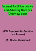 Internal Audit Assurance and Advisory Services Overview Exam &vert; Questions & Answers&comma; Comprehensive Study Guide&comma; Practice Test & Revision Notes &vert; Latest 2026 PDF