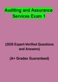 Auditing and Assurance Services Exam 1 &vert; Questions & Answers&comma; Comprehensive Study Guide&comma; Practice Test & Revision Notes &vert; Latest 2026 PDF