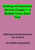 Auditing and Assurance Services Chapter 1&ndash;4 Multiple Choice Exam Final &vert; Questions & Answers&comma; Practice Test & Revision Notes &vert; Latest 2026 PDF