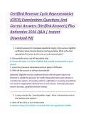 Certified Revenue Cycle Representative &NewLine;&lpar;CRCR&rpar; Examination Questions And &NewLine;Correct Answers &lpar;Verified Answers&rpar; Plus &NewLine;Rationales 2026 Q&A &vert; Instant &NewLine;Download Pdf 