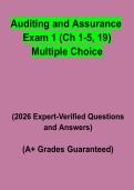 Auditing and Assurance Exam 1 &lpar;Ch 1&ndash;5&comma; 19&rpar; Multiple Choice &vert; Questions & Answers&comma; Practice Test & Revision Notes &vert; Latest 2026 PDF
