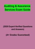 Auditing & Assurance Services Exam Guide &vert; Questions & Answers&comma; Comprehensive Study Guide&comma; Practice Test & Revision Notes &vert; Latest 2026 PDF