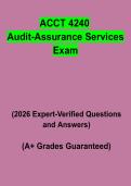 ACCT 4240 Audit&ndash;Assurance Services Exam &vert; Questions & Answers&comma; Comprehensive Study Guide&comma; Practice Test & Revision Notes &vert; Latest 2026 PDF