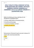 Adult Health II Final Exam Study Guide with 130 Practice Questions&comma; Detailed Rationales and Comprehensive Medical-Surgical Nursing Review