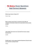 Pennsylvania Notary Public Exam Questions and Correct Answers &ndash; Complete Study Guide