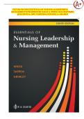 TEST BANK FOR ESSENTIALS OF NURSING LEADERSHIP &  MANAGEMENT 8TH EDITION BY SALLY A&period; WEISS &vert; ALL CHAPTERS &vert;  QUESTIONS & 100&percnt; VERIFIED ANSWERS &vert; A&plus; GRADED
