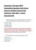 Respiratory Therapist &lpar;RRT&rpar; &NewLine;Examination Questions And Correct &NewLine;Answers &lpar;Verified Answers&rpar; Plus &NewLine;Rationales 2026 Q&A &vert; Instant &NewLine;Download Pdf 