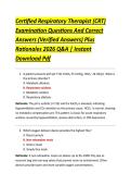 Certified Respiratory Therapist &lpar;CRT&rpar; &NewLine;Examination Questions And Correct &NewLine;Answers &lpar;Verified Answers&rpar; Plus &NewLine;Rationales 2026 Q&A &vert; Instant &NewLine;Download Pdf 