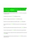 Arizona Contractor License CR-67 Exam Questions with&NewLine;Correct Verified Answer &vert; Latest Update 2026&sol;2027 &vert;&NewLine;Graded A&plus; &vert; 100&percnt; Assured Pass&period;&NewLine;