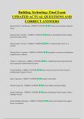 Building Technology Final Exam &NewLine;UPDATED ACTUAL QUESTIONS AND &NewLine;CORRECT ANSWERS