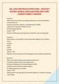 QAL LAWS AND REGULATIONS EXAM &ndash; 2026&sol;2027 &NewLine;EDITION 100 REAL EXAM QUESTIONS WITH 100&percnt; &NewLine;VERIFIED CORRECT ANSWERS