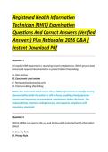 Registered Health Information &NewLine;Technician &lpar;RHIT&rpar; Examination &NewLine;Questions And Correct Answers &lpar;Verified &NewLine;Answers&rpar; Plus Rationales 2026 Q&A &vert; &NewLine;Instant Download Pdf 
