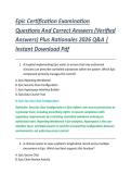 Epic Certification Examination &NewLine;Questions And Correct Answers &lpar;Verified &NewLine;Answers&rpar; Plus Rationales 2026 Q&A &vert; &NewLine;Instant Download Pdf 