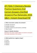 ATI TEAS 7 Chemistry Review &NewLine;Practice Questions And &NewLine;Correct Answers &lpar;Verified &NewLine;Answers&rpar; Plus Rationales 2026 &NewLine;Q&A &vert; Instant Download Pdf