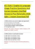 ATI TEAS 7 English & Language &NewLine;Usage Practice Questions And &NewLine;Correct Answers &lpar;Verified &NewLine;Answers&rpar; Plus Rationales 2026 &NewLine;Q&A &vert; Instant Download Pdf 
