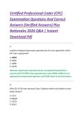 Certified Professional Coder &lpar;CPC&rpar; &NewLine;Examination Questions And Correct &NewLine;Answers &lpar;Verified Answers&rpar; Plus &NewLine;Rationales 2026 Q&A &vert; Instant &NewLine;Download Pdf 
