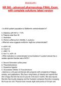 NR 565 Advanced Pharmacology Final Exam Test Bank with Complete Solutions and Practice Questions Study Guide for Graduate Nursing Pharmacology Exam Success